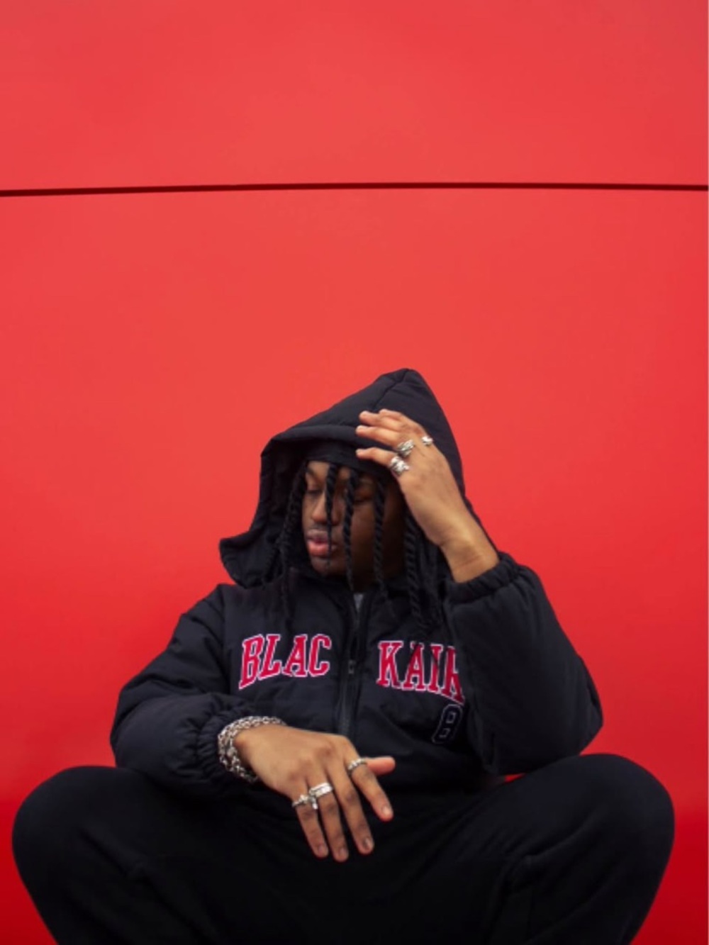 Black Hoodie with Red Lettering - 'BLACK AIR'